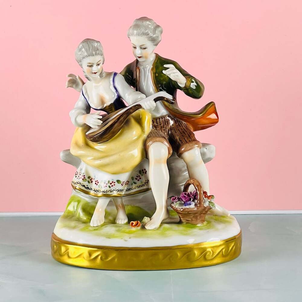 Unterweissbach Porcelain Figurine Courting Couple with Lute